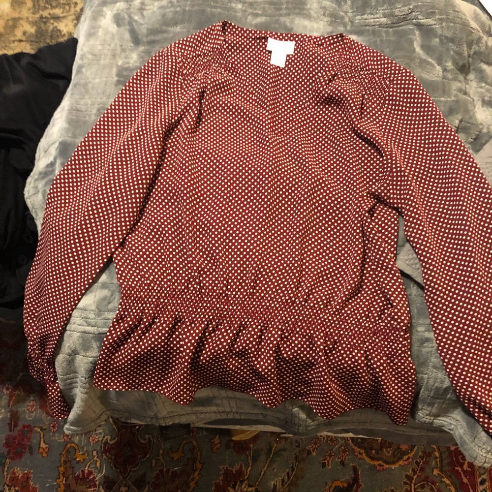 Loft Ann Taylor Polka Dot flow shirt